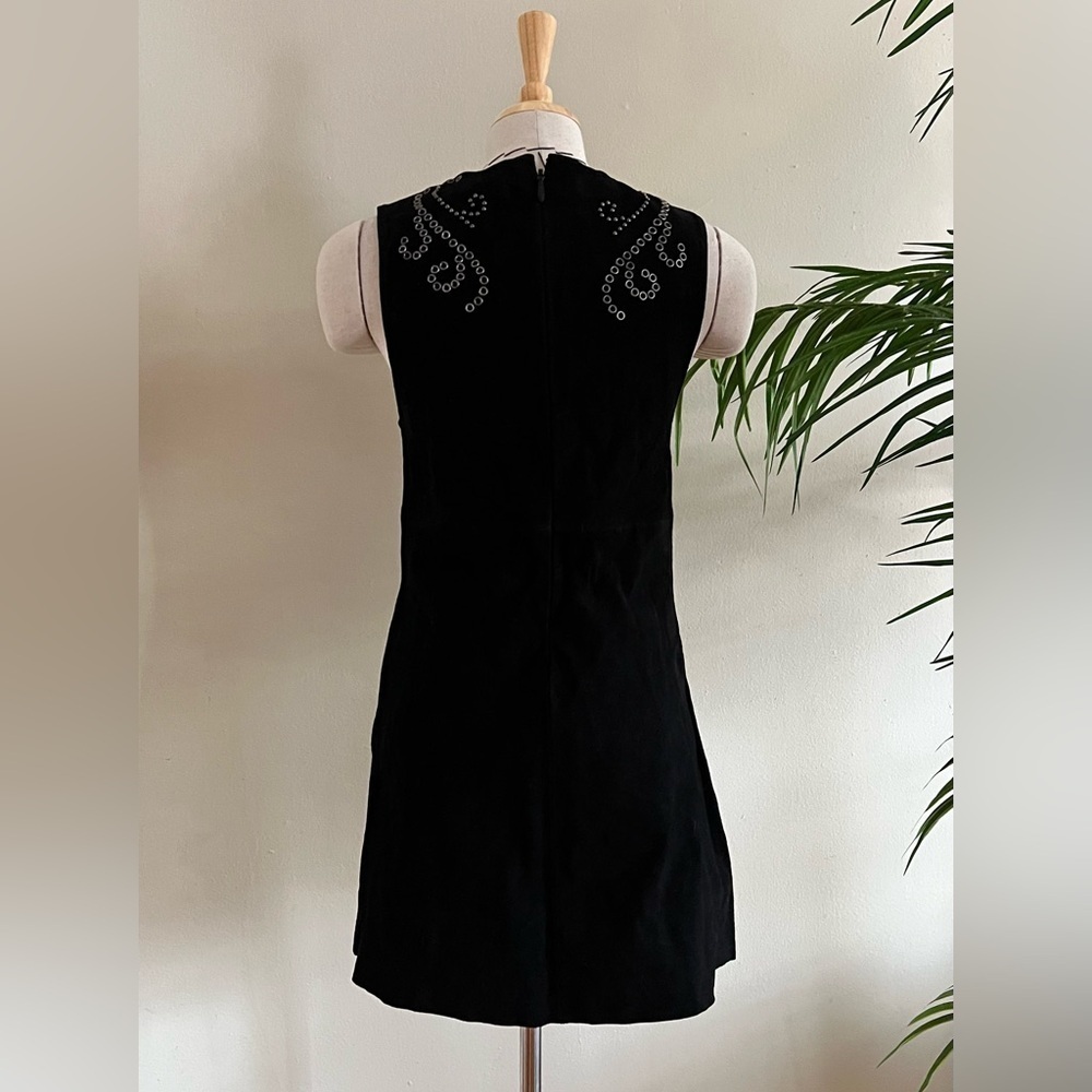 Suede Leather Mini Dress with Gunmetal Stud Detail XS - Picture 6 of 10